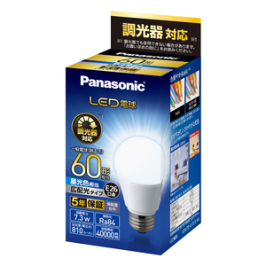 パナソニック LED電球 E26口金 全光束810lm(7．3W一般電球広配光タイプ) 昼光色相当 LDA7DGDSK6-イメージ1