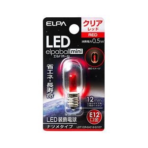 エルパ LED電球 E12口金 0．5Wナツメタイプ 赤色 elpaball mini LDT1CR-G-E12-G107-イメージ1