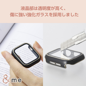 エレコム Apple Watch SE (第2世代)/SE/Series 6/5/4(40mm)用フルカバーケース &me/プレミアムガラス/高透明/ゴールドライン チャコールグレー AW-23EFCGJGY-イメージ5