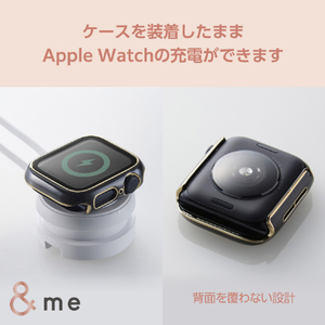 エレコム Apple Watch SE (第2世代)/SE/Series 6/5/4(40mm)用フルカバーケース &me/プレミアムガラス/高透明/ゴールドライン チャコールグレー AW-23EFCGJGY-イメージ7