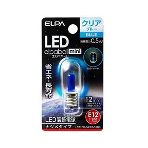 エルパ LED電球 E12口金 0．5Wナツメタイプ 青色 elpaball mini LDT1CB-G-E12-G108-イメージ1