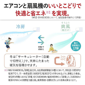 三菱 「工事代金別」 6畳向け 自動お掃除付き 冷暖房エアコン e angle select 霧ヶ峰 MSZ EXE3シリーズ MSZ-EX2223E3-Wｾｯﾄ-イメージ8