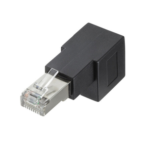 サンワサプライ RJ-45L型変換アダプタ(下出し カテゴリ6A STP) ブラック ADT-RJ6A-LD-イメージ1