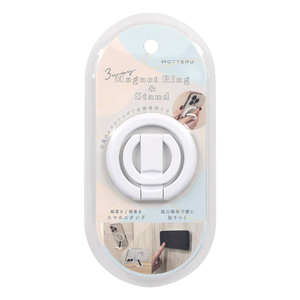 MOTTERU スマホリングスタンド 3Way 両面マグネット ホワイト MOT-SRING06-WH-イメージ2