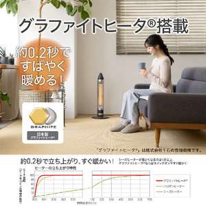 コイズミ 遠赤電気ストーブ クーピーカーボンヒーター グラファイト KKS-06263/H-イメージ4