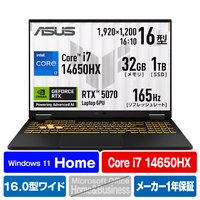 ASUS ノートパソコン ASUS TUF Gaming F16 イェーガーグレー FX608JPR-I7R5070