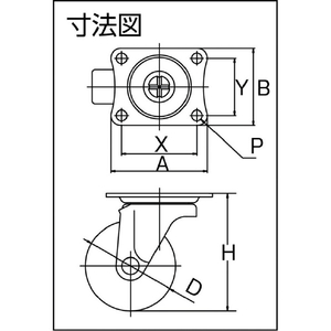 トラスコ キャスター　ＴＹＧシリーズ　自在　エラストマー車　３８ｍｍ TYGE-38-イメージ2