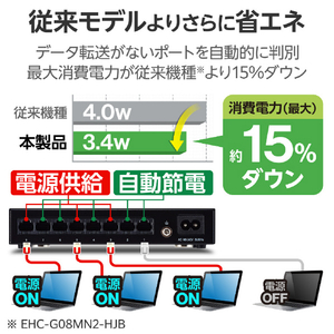 エレコム Giga対応8ポートスイッチ(金属筐体/電源内蔵) ブラック EHC-G08MN4-HJB-イメージ4