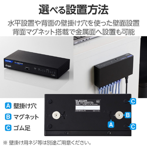 エレコム Giga対応8ポートスイッチ(金属筐体/電源内蔵) ブラック EHC-G08MN4-HJB-イメージ7
