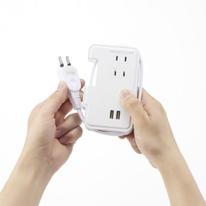 ヤザワ 巻取りモバイルタップ3個口 USB付(0．9m) 白 H2M50092UWH-イメージ5