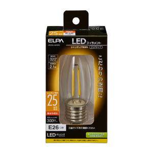 エルパ LED電球 E26口金 全光束300lm(2．1Wシャンデリア球タイプ)電球色相当 LDC2CL-G-F370-イメージ1