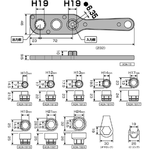 兼古製作所 オフセットアダプター　ソケットセットＳ２ AOA-19S2-イメージ8