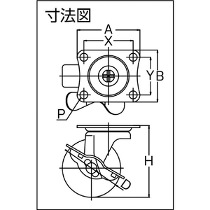 トラスコ キャスター　ＴＹＧシリーズ　自在ＳＰ付　エラストマー車　７５ｍｍ TYGEB-75-イメージ2