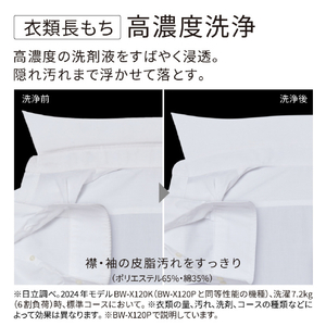 日立 全自動洗濯機 e angle select ビートウォッシュ ホワイト BW-X100PE6 W-イメージ3