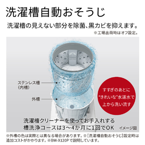 日立 10．0kgインバーター全自動洗濯機 ビートウォッシュ ホワイト BW-V100P W-イメージ7