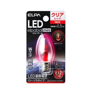 エルパ LED電球 E12口金 0．5W装飾電球 ローソクタイプ 赤色 elpaball mini LDC1CR-G-E12-G307-イメージ1