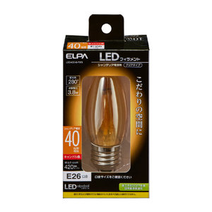 エルパ LED電球 E26口金 全光束420lm(3．8Wシャンデリア球タイプ) キャンドル色 LDC4CC-G-F373-イメージ1