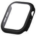 エレコム Apple Watch Series 10(46mm)用フルカバーケース プレミアムガラス/高透明 ブラック AW-24AFCGBK