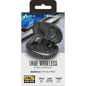 エアージェイ ABT-AP6 BK 完全ワイヤレスイヤフォン ブラック