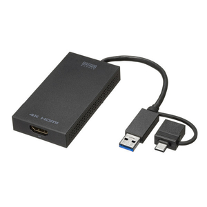 サンワサプライ USB A/Type-C両対応HDMIディスプレイアダプタ(4K/30Hz対応) USB-CVU3HD4-イメージ1