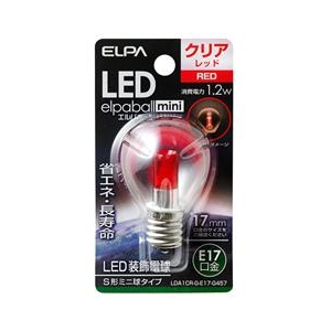 エルパ LED電球 E17口金 1．2W装飾電球 S形ミニ球タイプ 赤色 elpaball mini LDA1CR-G-E17-G457-イメージ1