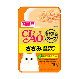 いなばペットフード CIAO だしスープ 海老クリームスープ ささみ ほたて貝柱・甘海老入り 40g ﾁﾔｵﾀﾞｼｽ-ﾌﾟｴﾋﾞｸﾘ-ﾑｽ-ﾌﾟ40G-イメージ1