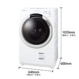 シャープ 【左開き】7．0kgドラム式洗濯乾燥機 クリスタホワイト ESS7JWL-イメージ2