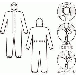 エスコ [×L] 使い捨て防護服 化学防護用 FCJ768H-EA996AZ-113-イメージ3
