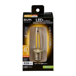 エルパ LED電球 E26口金 全光束550lm(3．8Wシャンデリア球タイプ) 電球色相当 LDC4CL-G/D-F376-イメージ1