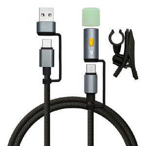 ラスタバナナ Type-C to Type-C + C to A変換 + LEDアダプタ付きケーブル 1．2m ブラック R12CACCLED3A01BK-イメージ1