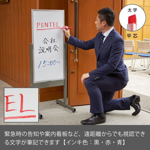 ぺんてる ホワイトボードマーカー ノックル 太字 平芯 赤 10本 FCF482N-EMWL6W-B10-イメージ5
