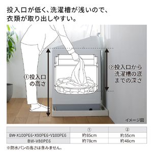 日立 全自動洗濯機 e angle select ビートウォッシュ ホワイト BW-V80PE6 W-イメージ10