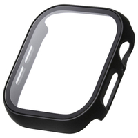 エレコム Apple Watch Series 10(46mm)用フルカバーケース プレミアムガラス/ゴリラ/セラミックコート ブラック AW-24AFCGOCBK