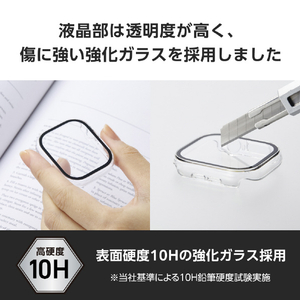 エレコム Apple Watch Series 10(46mm)用フルカバーケース プレミアムガラス/ゴリラ/高透明 クリア AW-24AFCGOCR-イメージ5