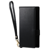 エレコム 手帳型マルチスマホケース/カード4つ/ハンドストラップ付き/S ブラック P-06PLFY4BK