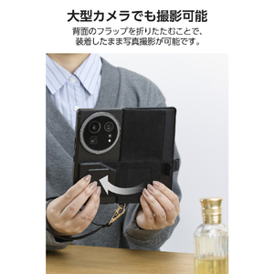 エレコム 手帳型マルチスマホケース/カード4つ/ハンドストラップ付き/S ブラック P-06PLFY4BK-イメージ5