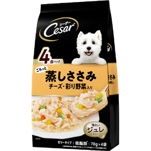 マースジャパンリミテッド シーザー ごろっと蒸しささみ チーズ・彩り野菜入り(70g×4袋) ｼ-ｻﾞ-ﾑｼｻｻﾐﾁ-ｽﾞﾔｻｲ70GX4-イメージ1