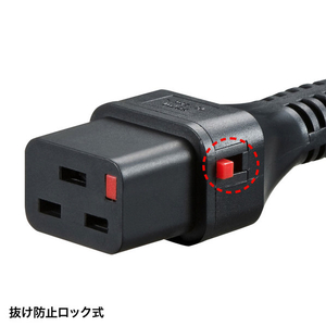 サンワサプライ 抜け防止ロック電源コード(3m) ブラック APW15-C20C19LK03-イメージ2