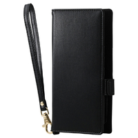 エレコム 手帳型マルチスマホケース/カード4つ/ハンドストラップ付き/L ブラック P-07PLFY4BK