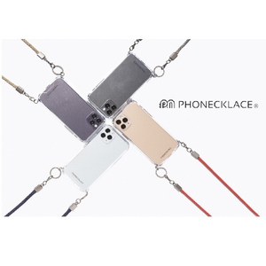 PHONECKLACE iPhone 14 Pro用ロープショルダーストラップ付きクリアケース ダークレッド PN23875I14PRD-イメージ5