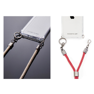 PHONECKLACE iPhone 14 Pro用ロープショルダーストラップ付きクリアケース ダークレッド PN23875I14PRD-イメージ8