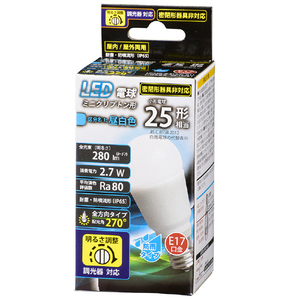 オーム電機 LED電球 E17口金 全光束280lm(2．7Wミニクリプトン形) 昼白色相当 LDA3N-G-E17/D G11-イメージ1
