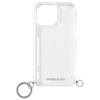 PHONECKLACE iPhone 14 Pro用ストラップ用リング付きクリアケース シルバーチャーム PN23877I14PSV