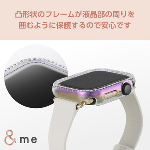 エレコム Apple Watch Series 10(42mm)用ハードバンパー ストーン付 &me オーロラクリア AW-24BBPPJACR-イメージ4