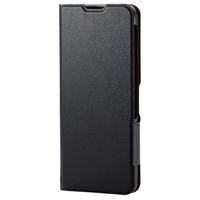 エレコム BASIO active2/シンプルスマホ7用ソフトレザーケース 薄型 磁石付 ブラック PM-S243PLFUBK