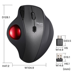 サンワサプライ ワイヤレストラックボール(静音・5ボタン・親指操作タイプ) MA-WTB185BK-イメージ16