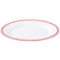 エンテック 中華小判皿(10吋) 白/赤 FC73267-CA-23