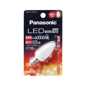 パナソニック LED電球 E12口金 全光束10lm(0．5W装飾電球 C形タイプ) 電球色相当 LDC1LGE12-イメージ1