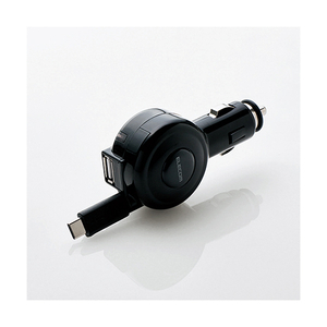 エレコム 車載充電器(3A、巻取りType-C&USB) ブラック MPA-CCC04BK-イメージ1