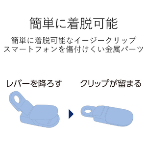 エレコム スマートフォン用クリップストラップ/50cm ブラック P-STCP70BK-イメージ3